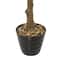 59" Green Faux Foliage Indoor Outdoor Fig Artificial Tree with Black Melamine Pot